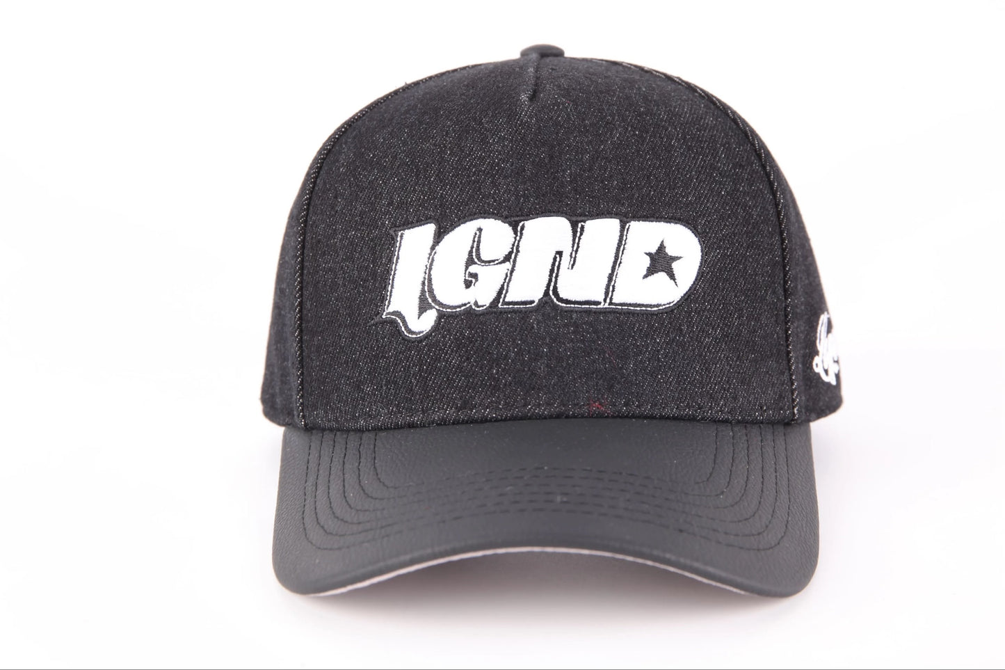 LGND Black Denim Snapback Hat – Leather Visor