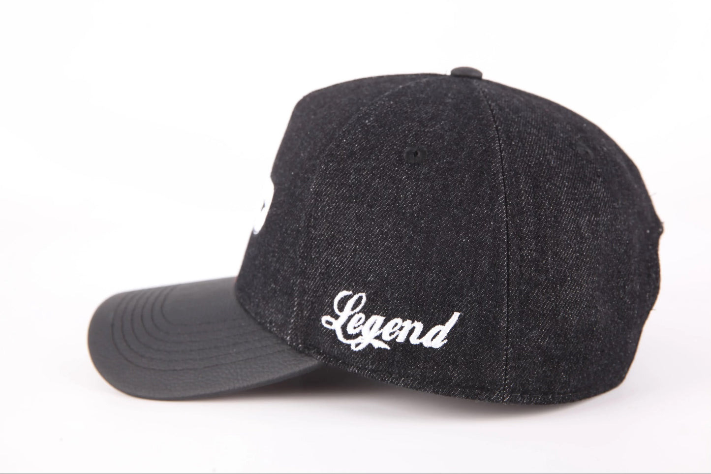 LGND Black Denim Snapback Hat – Leather Visor